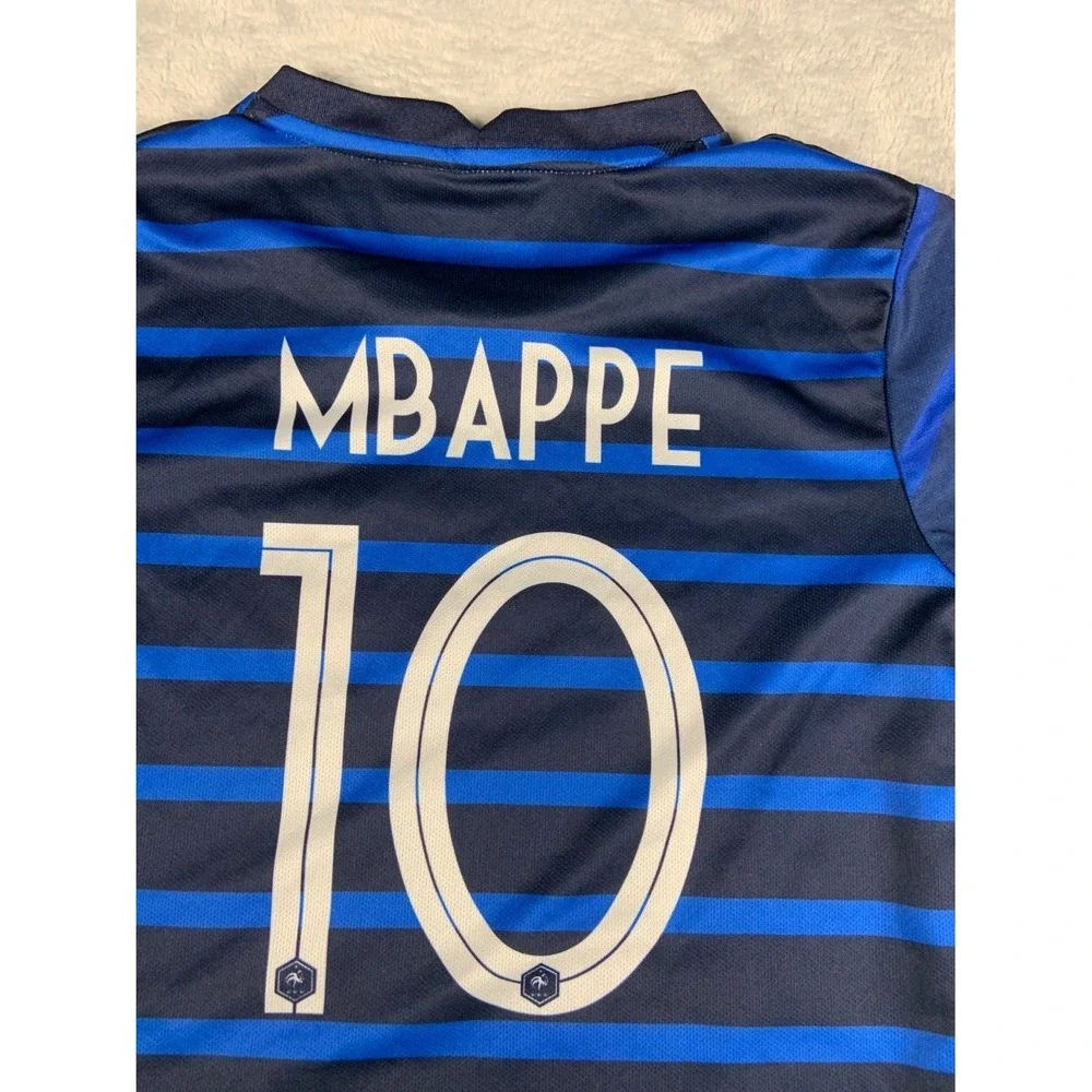 Fff Kylian Mbappe France National Team Jersey Unisex Size 24 Blue Youth Soccer